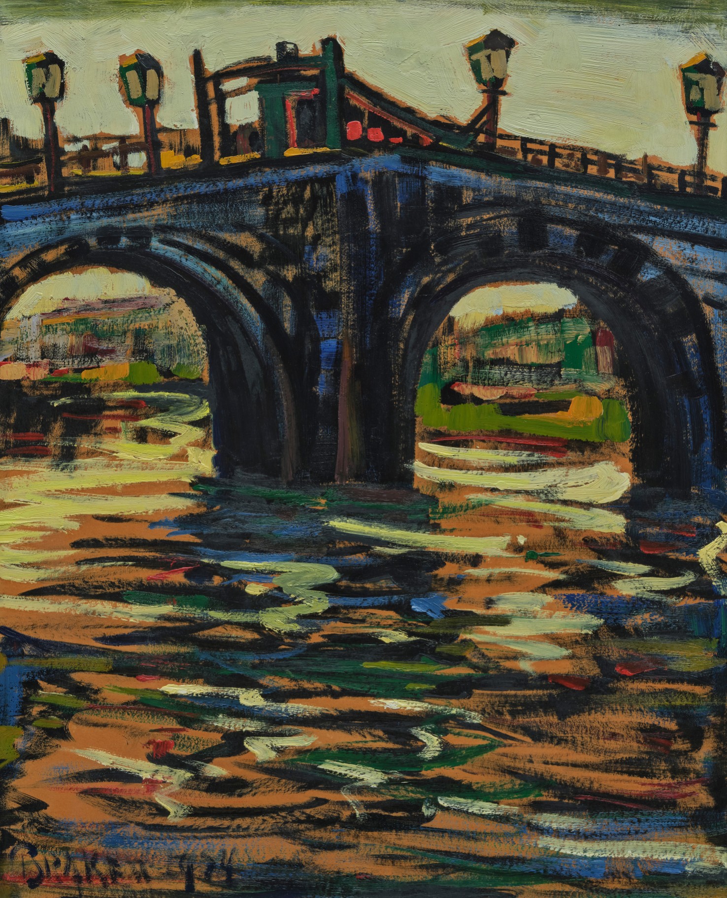 Peter van den Braken, Brug te Parijs, 1924, olieverf op karton, collectie Jos Louwers  LR